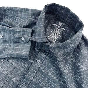 Mack Weldon WARMKNIT Flannel Shirt Thermolite Merino Blend Men's L Gray Plaid